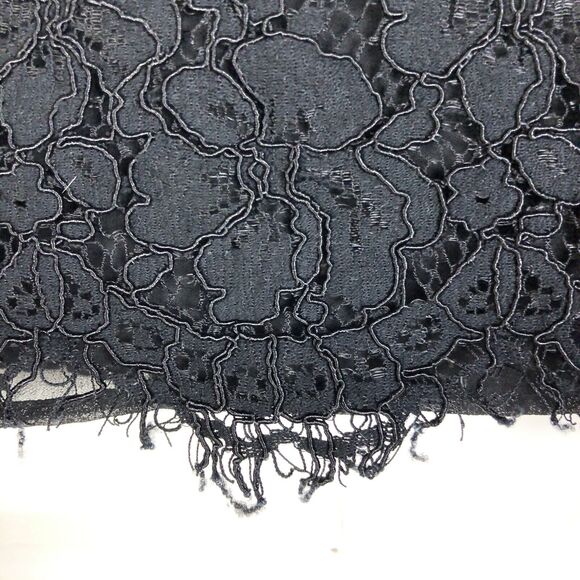 EXPRESS Black Lace Ruffle Long Sleeve Top with Mock Neck Zipper Back Size XS - Picture 6 of 11